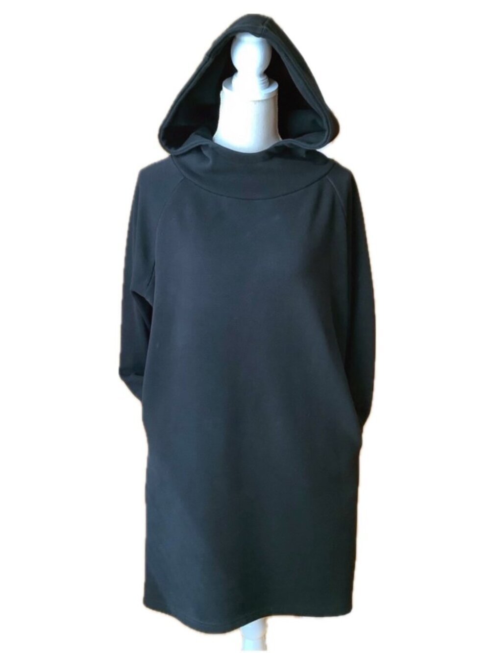 LILI SIDONIO Molly Bracken Black Hoodie Dress Oversized Cozy Midi S M